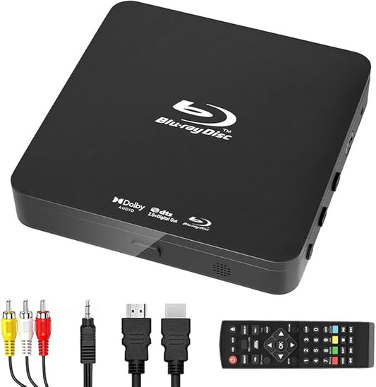 DIDAR 1080P Full HD Blu-ray-Player mit Dolby Audio, USB bis 128GB, HDMI/AV-Ausgang, PAL/NTSC, DVDs & Region B