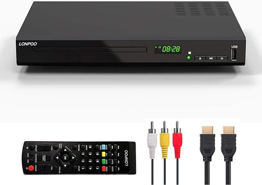 ESENDA HDMI Blu-ray Player HD 1080P mit HDMI/AV/Koaxialausgang, USB-Eingang, Region B/2, Dolby DTS